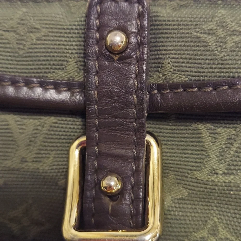 Authentic Rare Louis Vuitton Green Denim Zippered Coin Cosmetic Pouch!